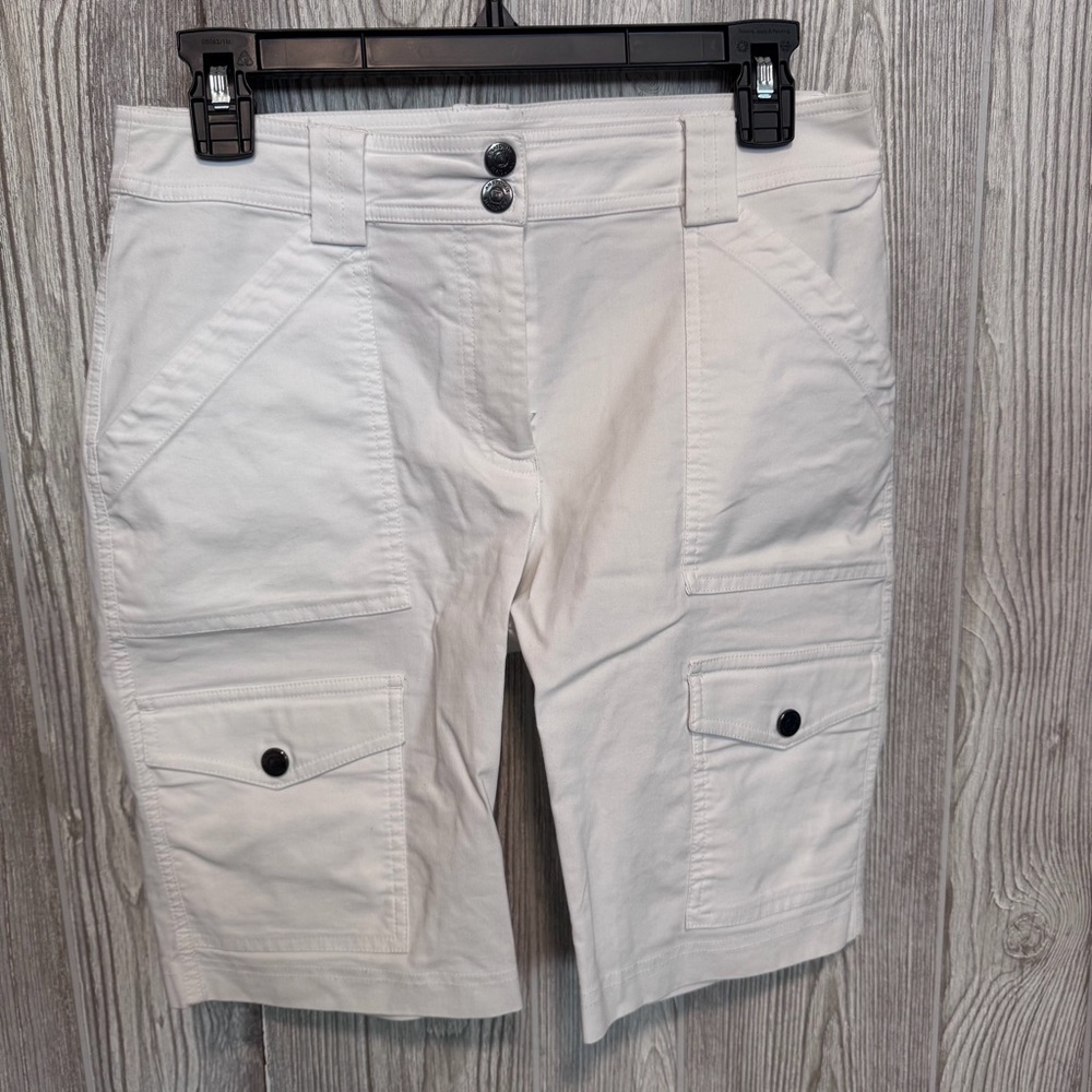 Anatomie White Cargo Shorts for Women